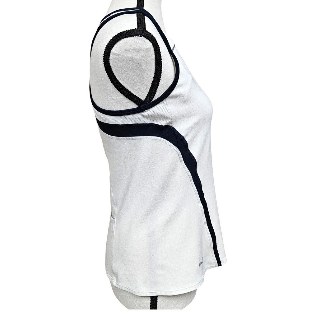 Nike Dri-FIT Racerback Tank Top Large White Black Piping Built-in Shelf Bra Gym - Picture 2 of 9